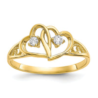 10k Double Heart CZ Ring-10C1205