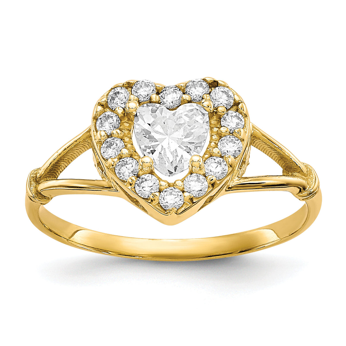 10k CZ Heart Ring-10C1209