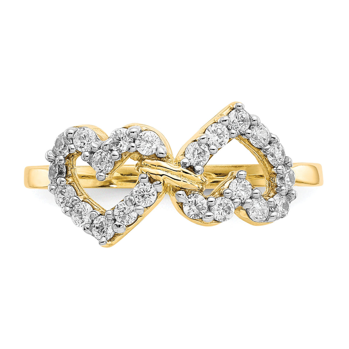 10k Double Heart CZ Ring-10C1210