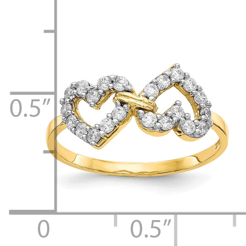 10k Double Heart CZ Ring-10C1210
