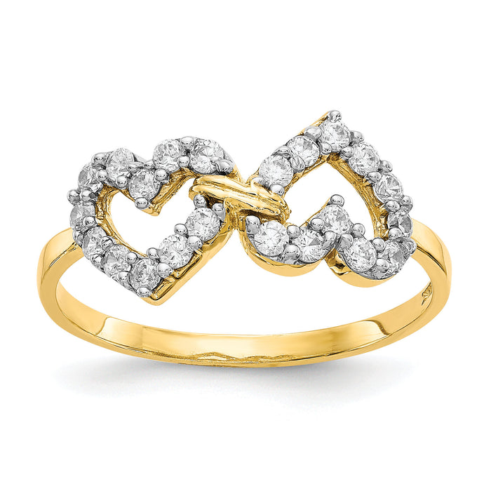 10k Double Heart CZ Ring-10C1210