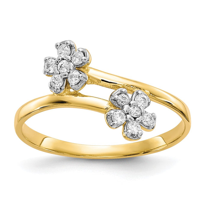 10k Double Flower CZ Ring-10C1215