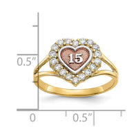 10k Two-tone with White Rhodium Sweet 15 CZ Heart Ring-10C1220