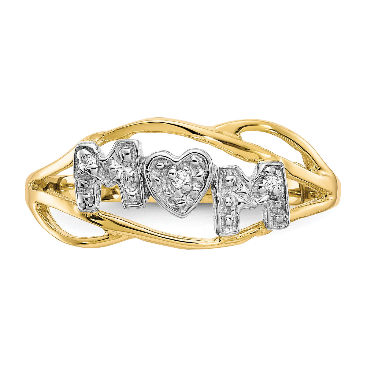 10K w/Rhodium Mom CZ Ring-10C1221