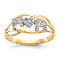 10K w/Rhodium Mom CZ Ring-10C1221