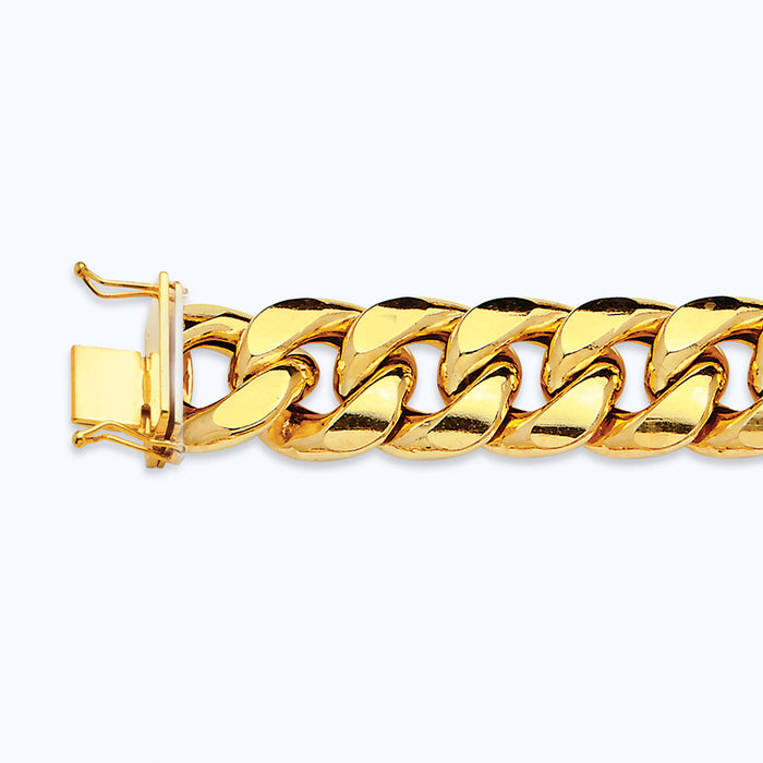 14K 15MM YELLOW GOLD HOLLOW MIAMI CUBAN 18" CHAIN NECKLACE (AVAILABLE IN LENGTHS 7" - 30")