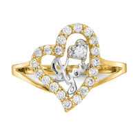 10K w/White Rhodium I LOVE YOU  CZ Heart Ring-10C1223