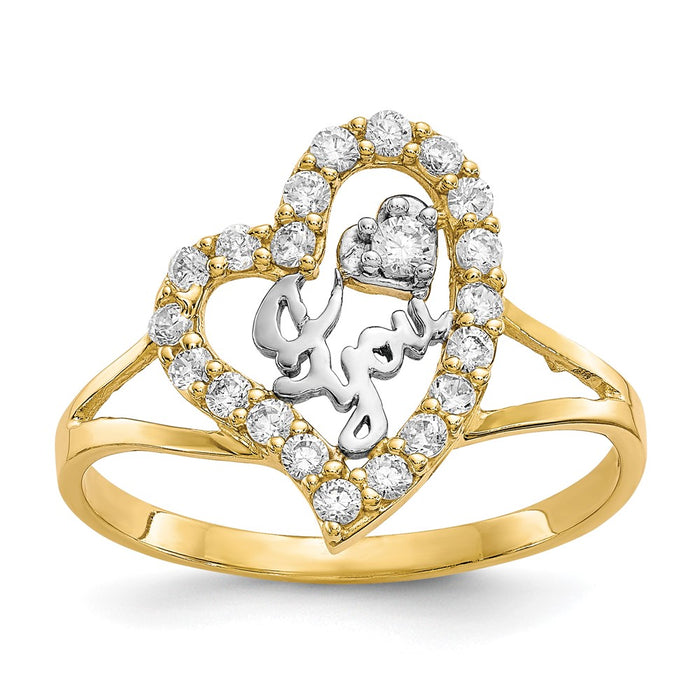 10K w/White Rhodium I LOVE YOU  CZ Heart Ring-10C1223