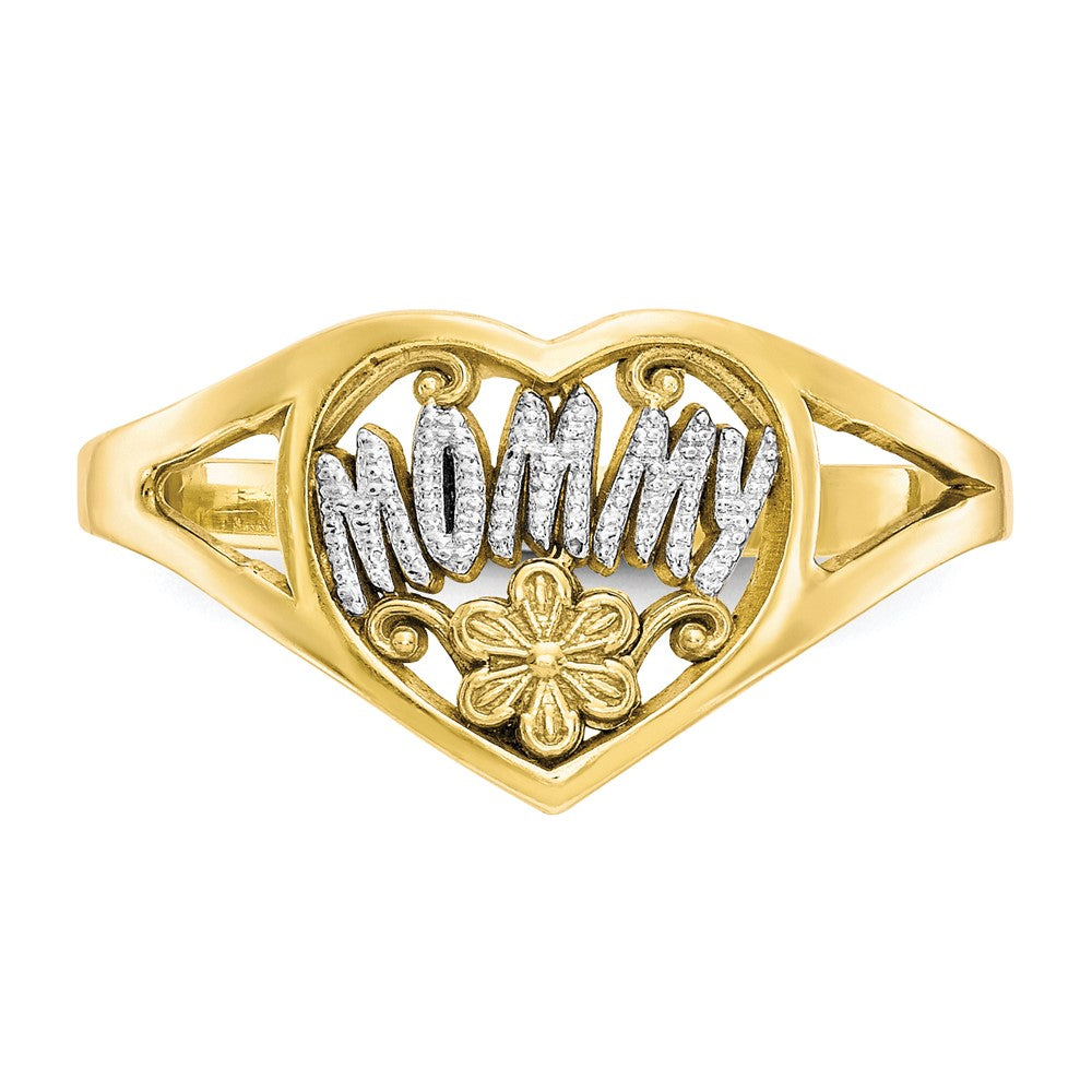 10K w/Rhodium Mommy Heart Ring-10C1225