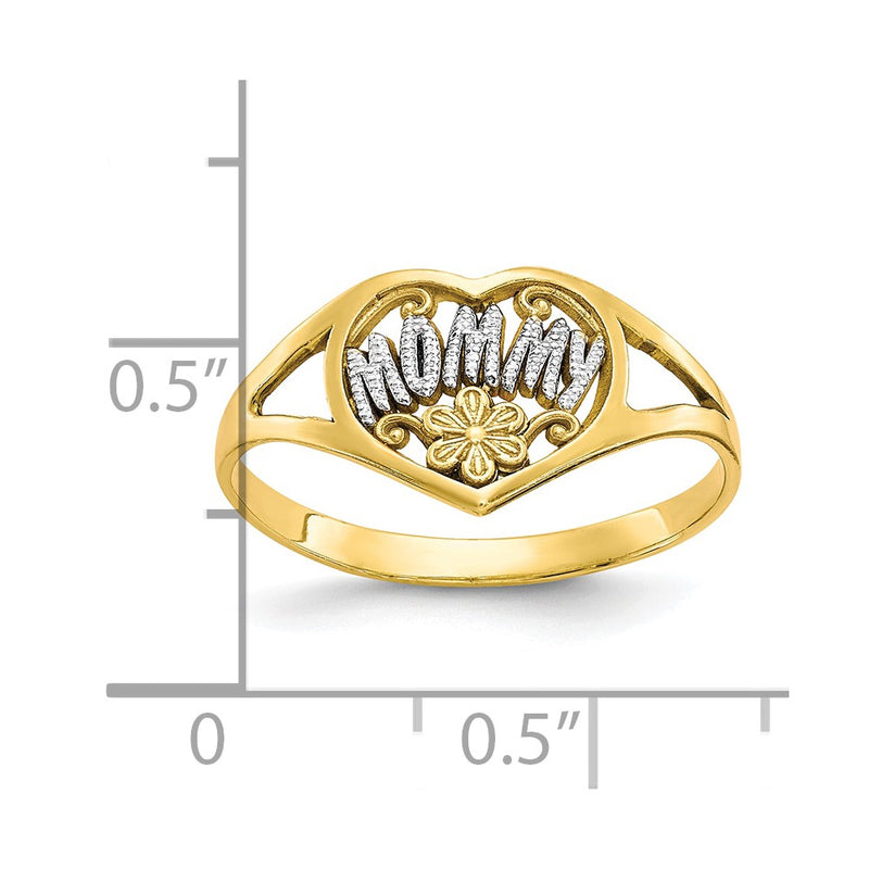 10K w/Rhodium Mommy Heart Ring-10C1225