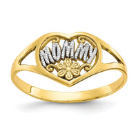 10K w/Rhodium Mommy Heart Ring-10C1225