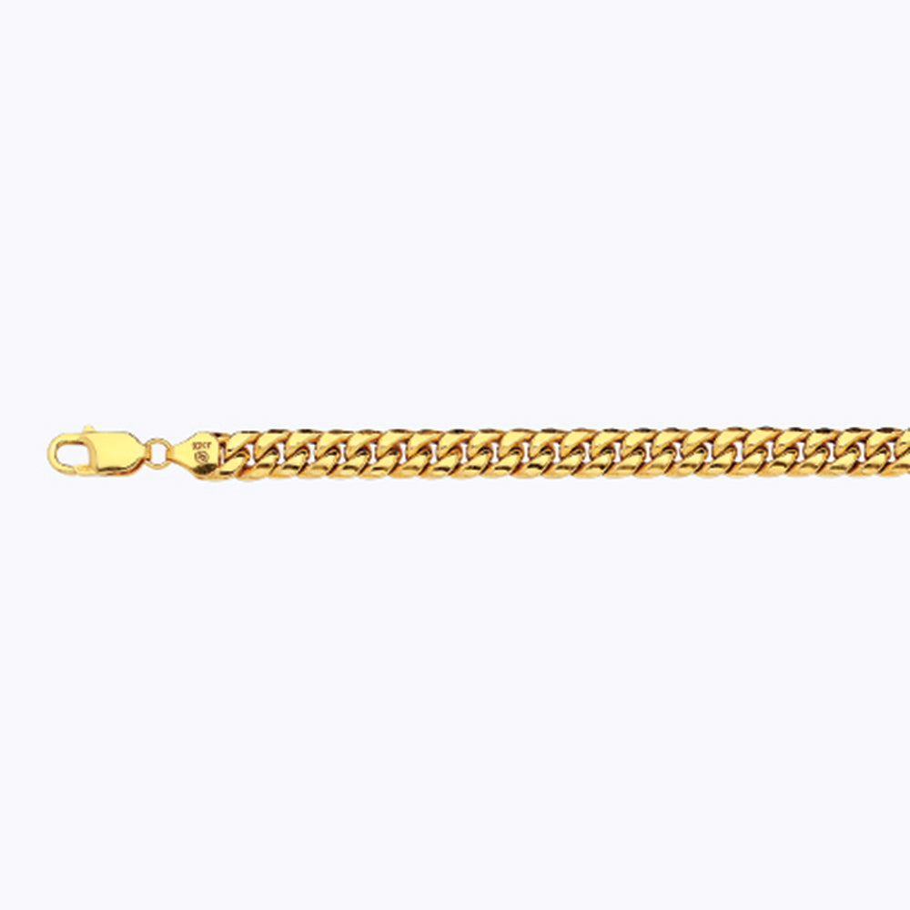 14K 7.5MM YELLOW GOLD HOLLOW MIAMI CUBAN 18" CHAIN NECKLACE (AVAILABLE IN LENGTHS 7" - 30")