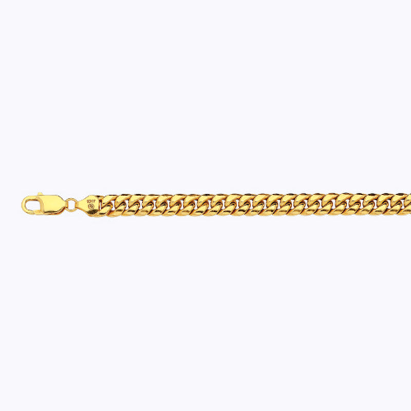 14K 7.5MM YELLOW GOLD HOLLOW MIAMI CUBAN 18" CHAIN NECKLACE (AVAILABLE IN LENGTHS 7" - 30")