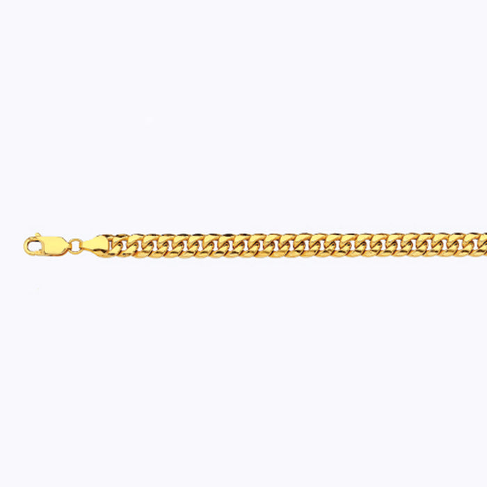 14K 7MM YELLOW GOLD HOLLOW MIAMI CUBAN 30" CHAIN NECKLACE (AVAILABLE IN LENGTHS 7" - 30")