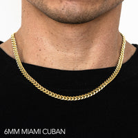 10K 6MM YELLOW GOLD HOLLOW MIAMI CUBAN 16" CHAIN NECKLACE (AVAILABLE IN LENGTHS 7" - 30")