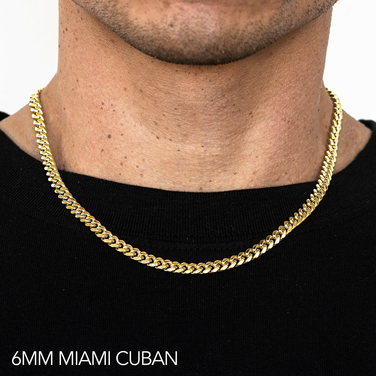 10K 6MM YELLOW GOLD HOLLOW MIAMI CUBAN 22" CHAIN NECKLACE (AVAILABLE IN LENGTHS 7" - 30")