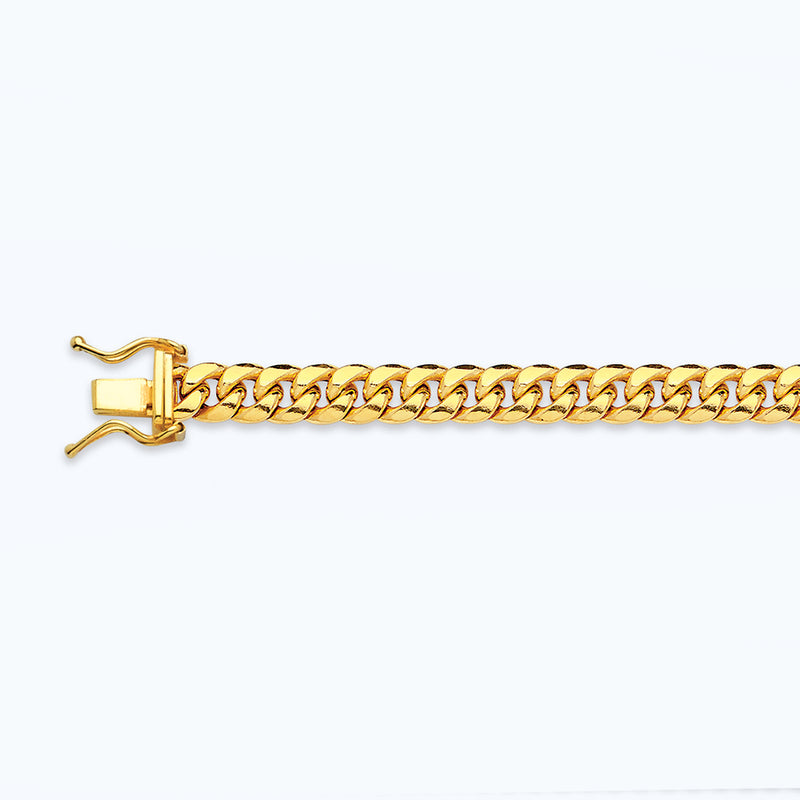 10K 5.5MM YELLOW GOLD HOLLOW MIAMI CUBAN 7" CHAIN BRACELET (AVAILABLE IN LENGTHS 7" - 30")