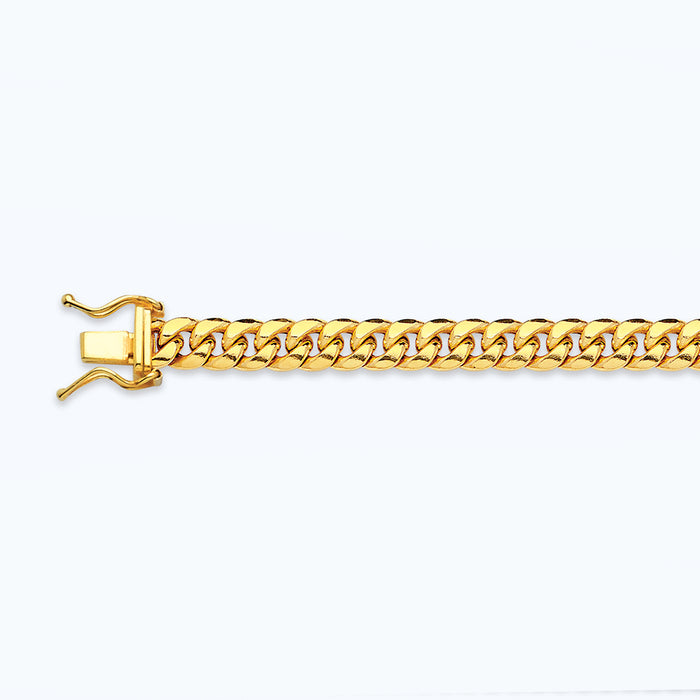 14K 5.5MM YELLOW GOLD HOLLOW MIAMI CUBAN 7" CHAIN BRACELET (AVAILABLE IN LENGTHS 7" - 30")