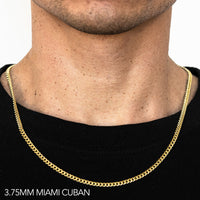 10K 3.75MM YELLOW GOLD HOLLOW MIAMI CUBAN 16" CHAIN NECKLACE (AVAILABLE IN LENGTHS 7" - 30")