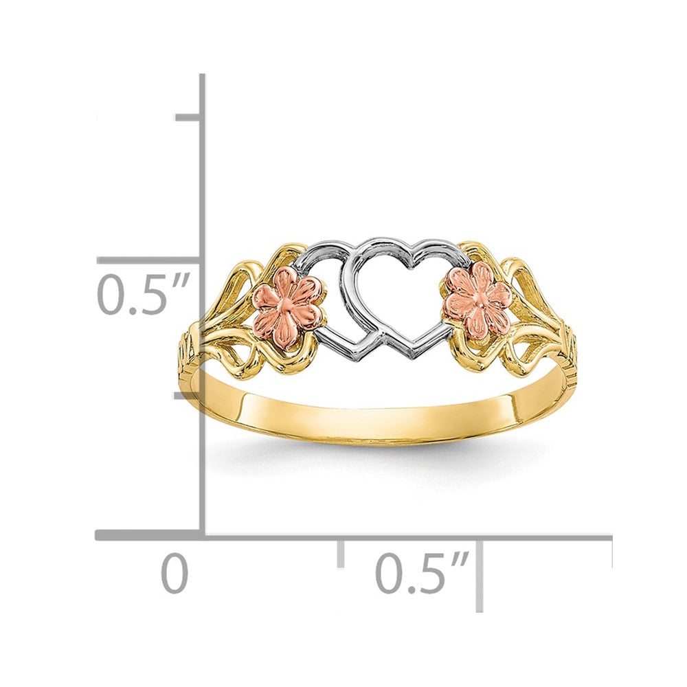 10K Two-Tone w/White Rhodium Double Heart Ring-10C1239