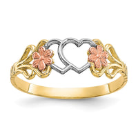 10K Two-Tone w/White Rhodium Double Heart Ring-10C1239