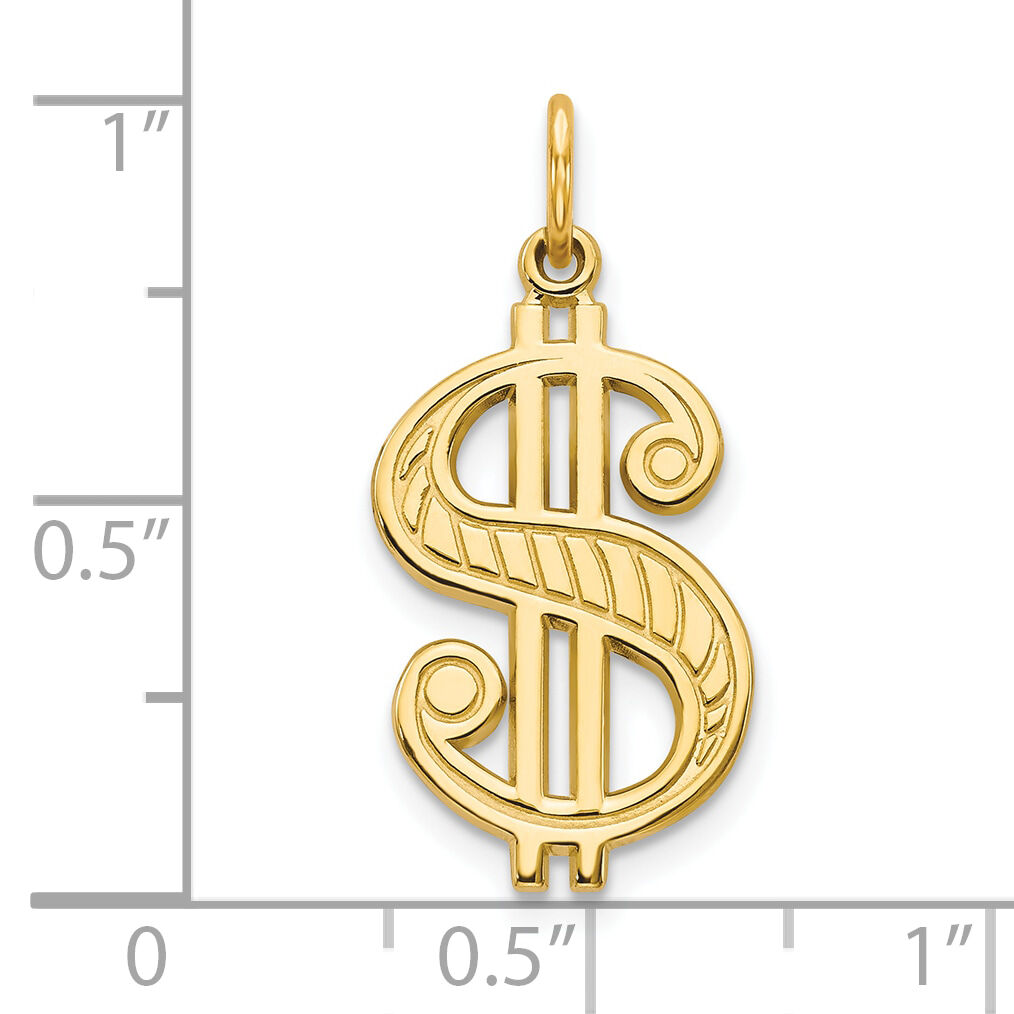 10k Solid Polished Dollar Sign Charm-10C124