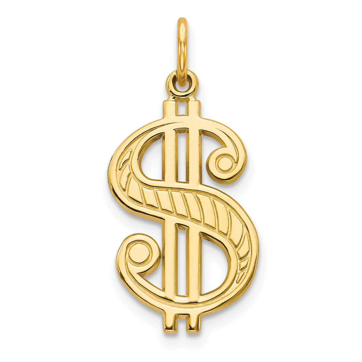 10k Solid Polished Dollar Sign Charm-10C124
