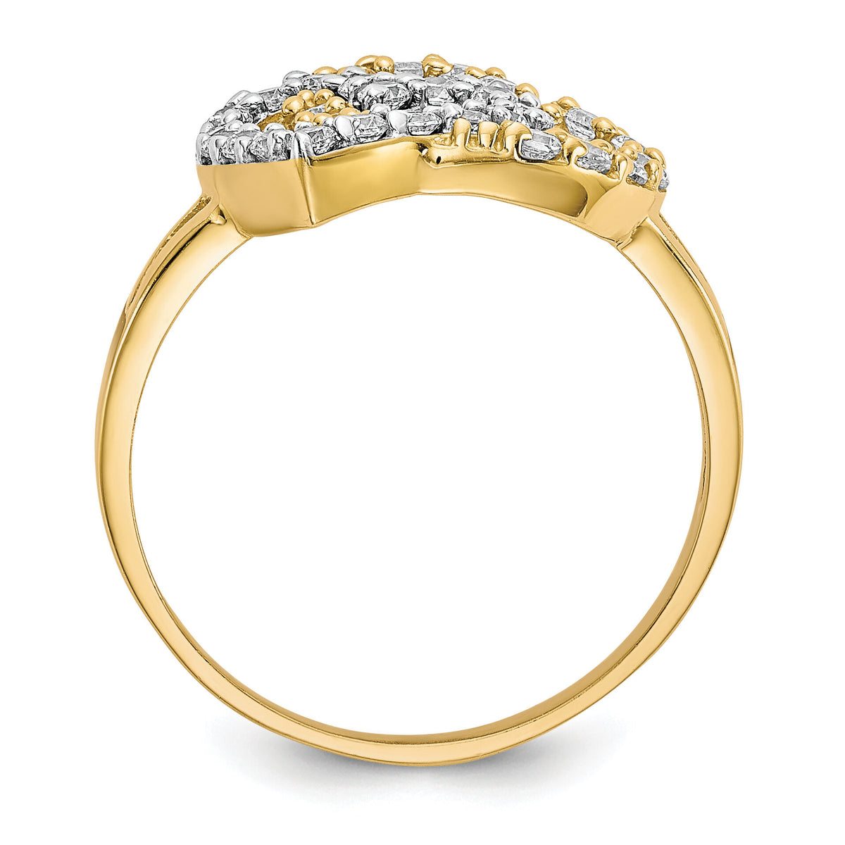 10K w/Rhodium Double Heart CZ Ring-10C1247