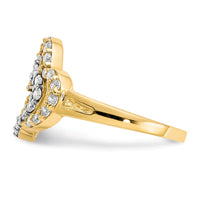 10K w/Rhodium Double Heart CZ Ring-10C1247