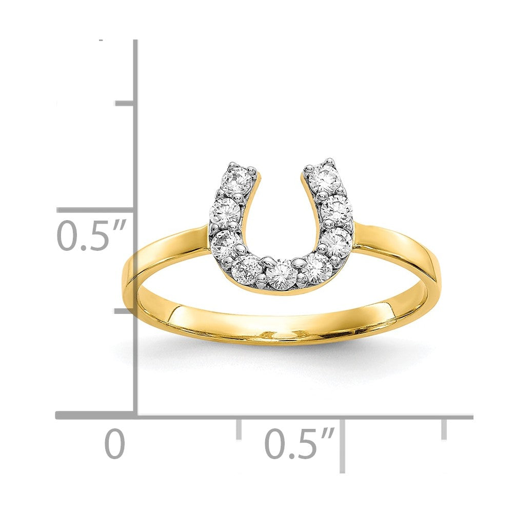 10k CZ Horse Shoe Ring-10C1249