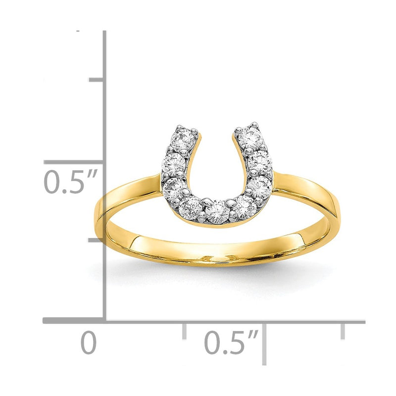 10k CZ Horse Shoe Ring-10C1249