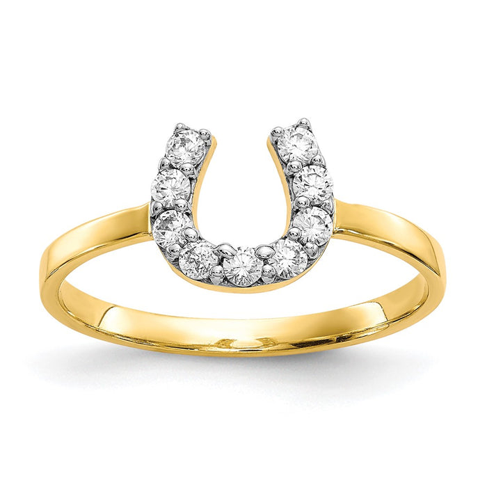 10k CZ Horse Shoe Ring-10C1249