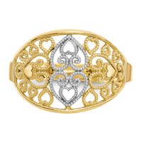 10K w/Rhodium Filigree Heart Ring-10C1258