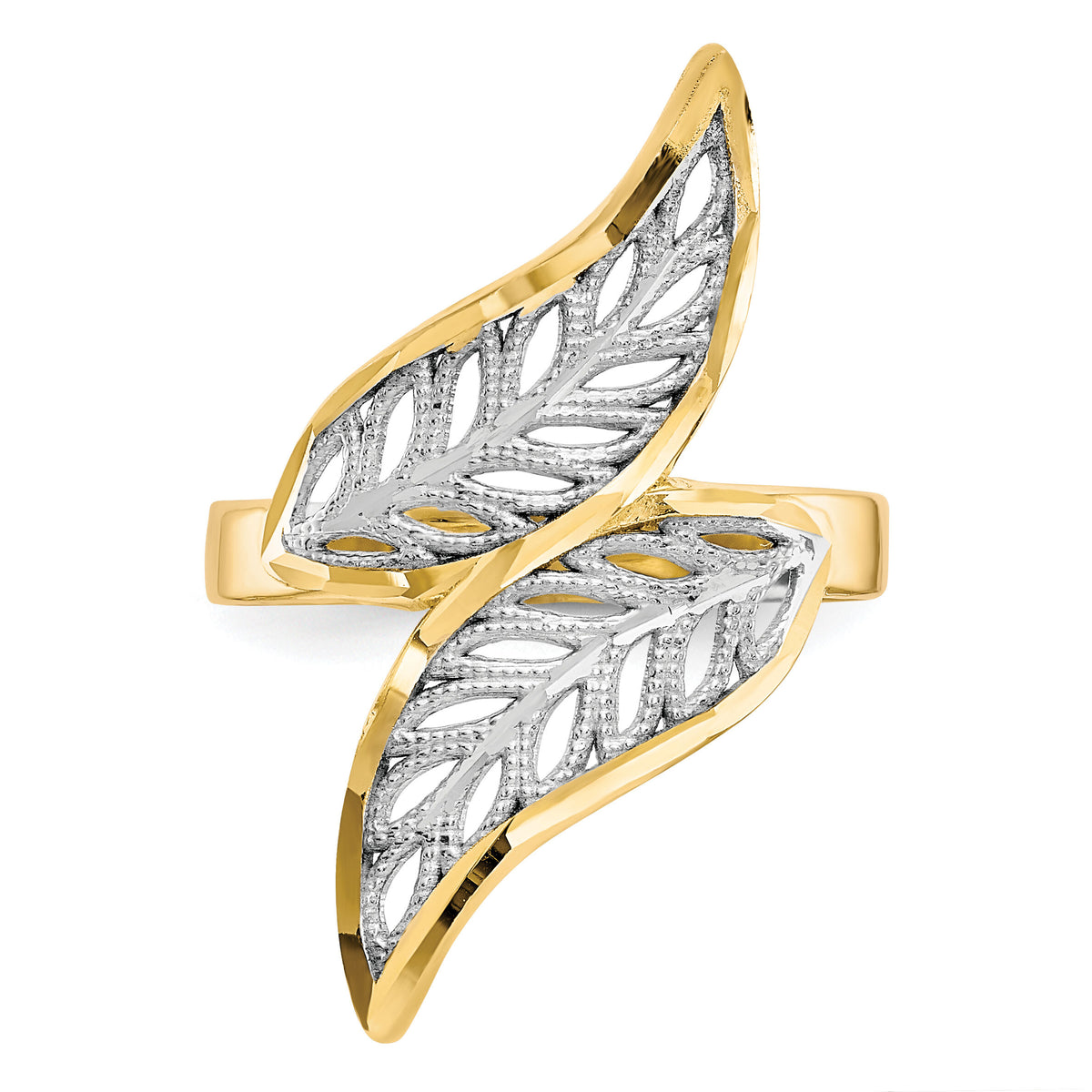 10K w/Rhodium Diamond-Cut Filigree Ring-10C1263