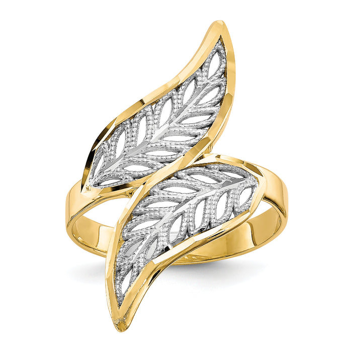 10K w/Rhodium Diamond-Cut Filigree Ring-10C1263