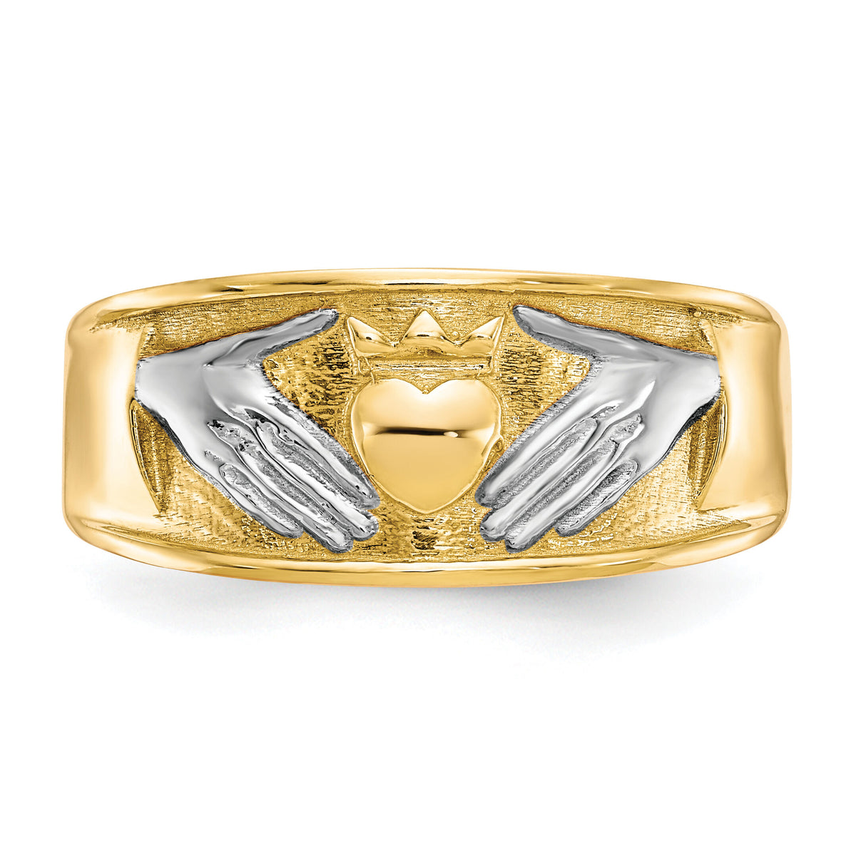 10k & Rhodium Men's Claddagh Ring-10C1269
