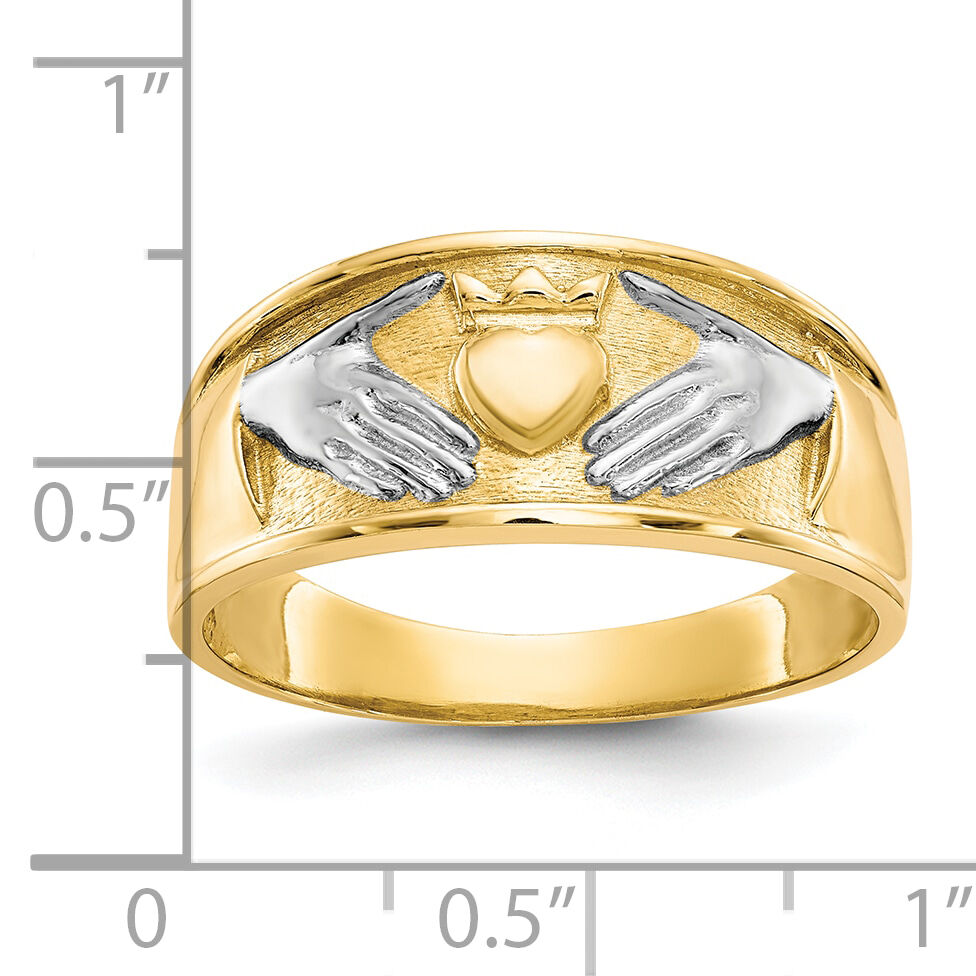 10k & Rhodium Men's Claddagh Ring-10C1269