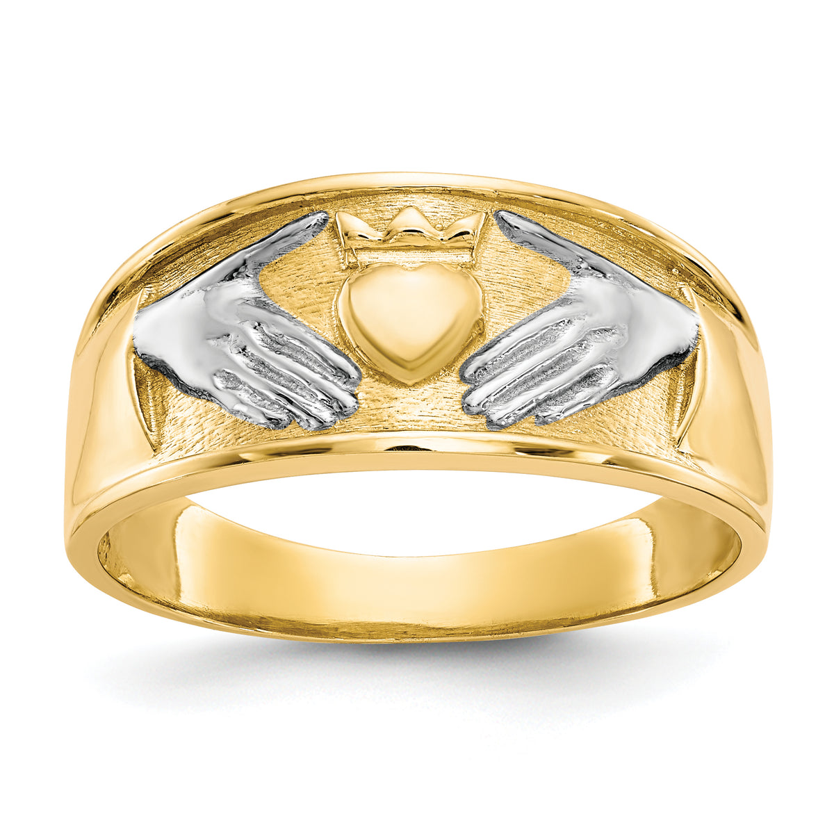 10k & Rhodium Men's Claddagh Ring-10C1269