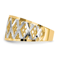 10K w/Rhodium Diamond-Cut Filigree Ring-10C1278