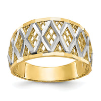 10K w/Rhodium Diamond-Cut Filigree Ring-10C1278