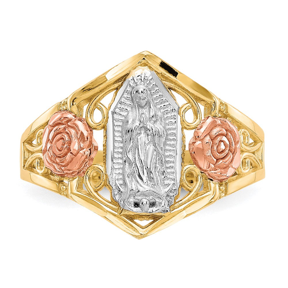 10k Two-tone & Rhodium Our Lady of Guadalupe Ring-10C1288