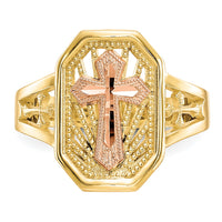 10k Two-tone Filigree Cross Ring-10C1289