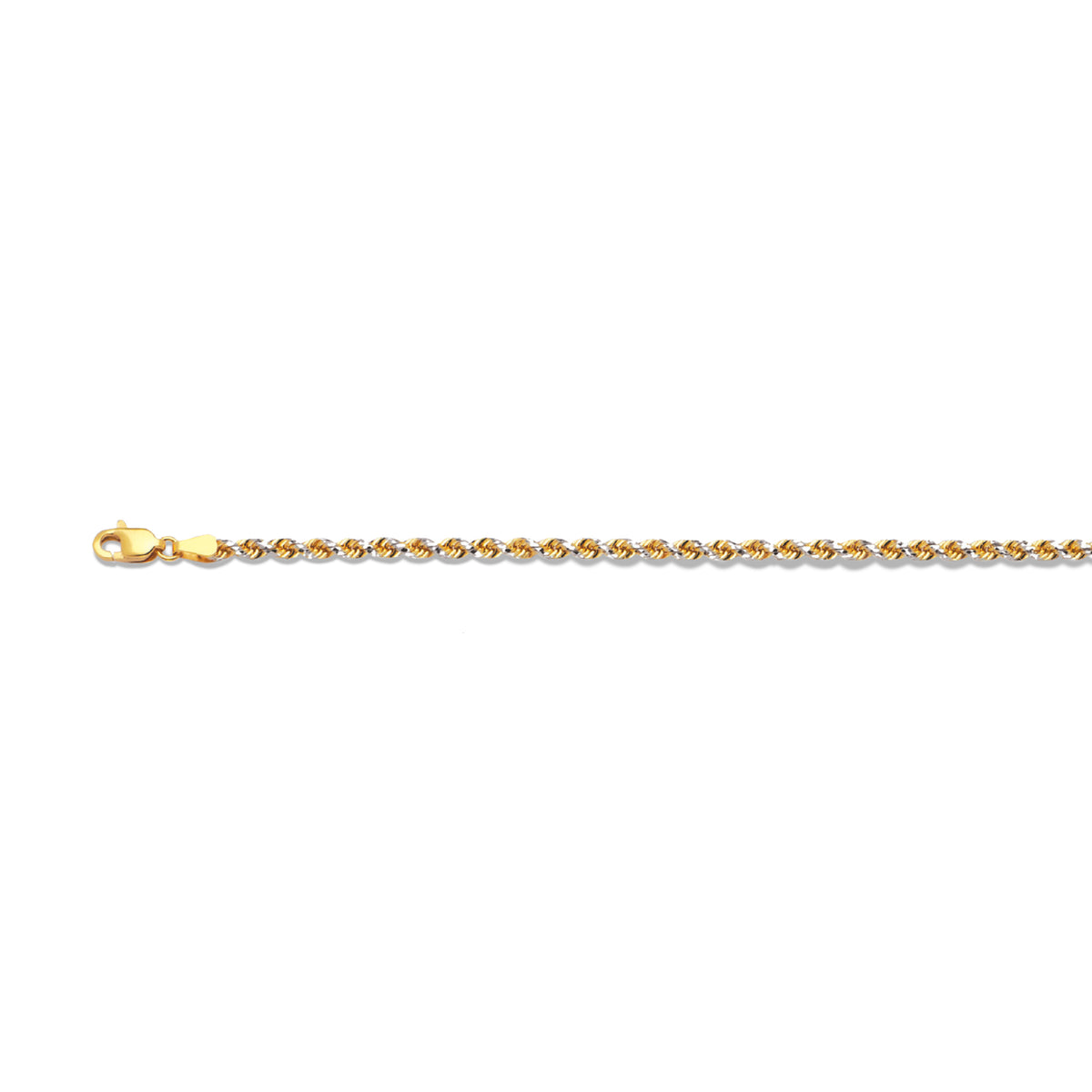 14K 2MM TWO TONE SOLID DC PRISM ROPE 26" CHAIN NECKLACE (AVAILABLE IN LENGTHS 7" - 30")