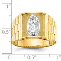 10k & Rhodium Men's Our Lady of Guadalupe Ring-10C1294