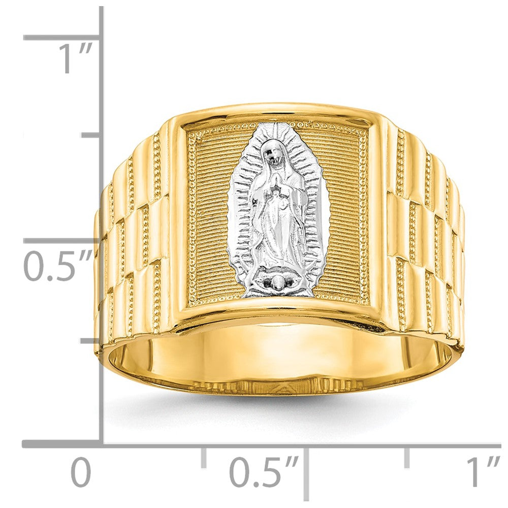 10k & Rhodium Men's Our Lady of Guadalupe Ring-10C1294