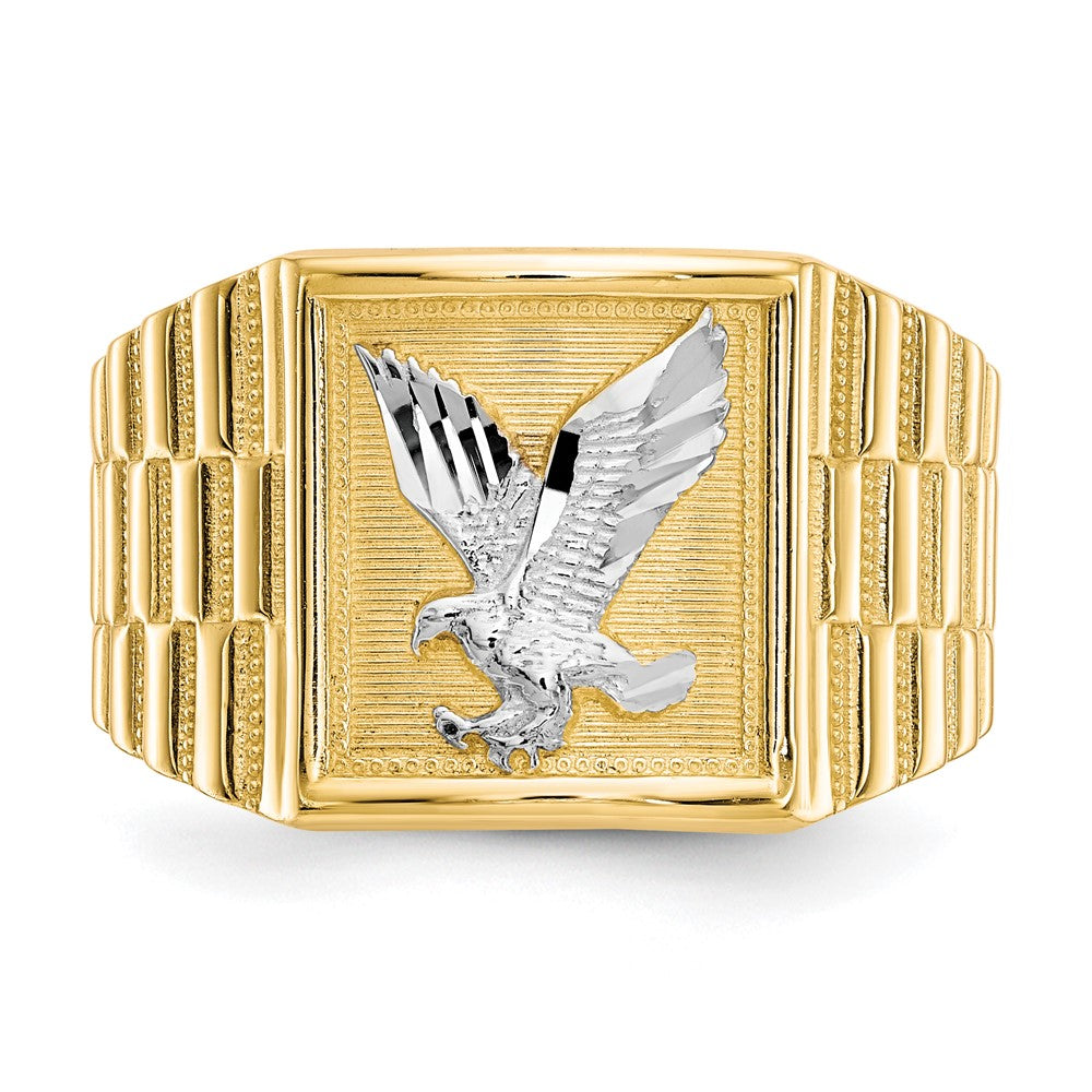 10k & Rhodium Men's Eagle Ring-10C1295