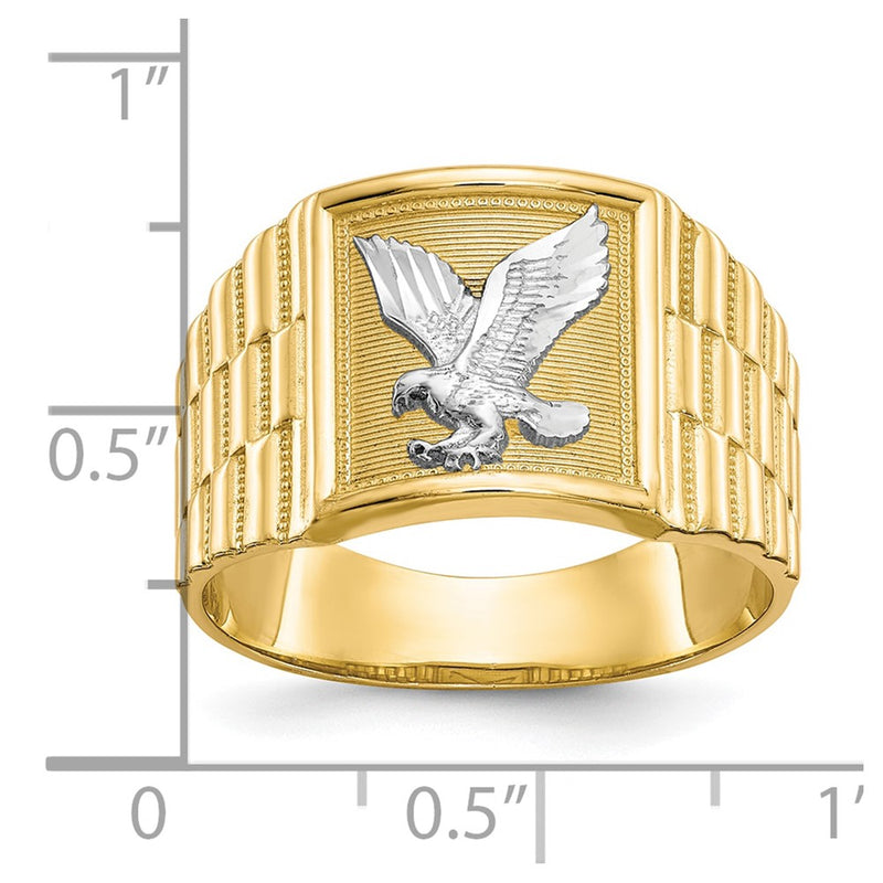 10k & Rhodium Men's Eagle Ring-10C1295