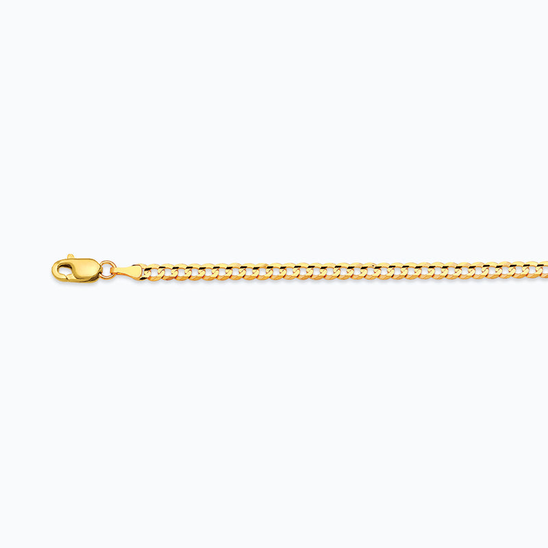 10K 2.5MM YELLOW GOLD SOLID CURB 20" CHAIN NECKLACE (AVAILABLE IN LENGTHS 7" - 30")