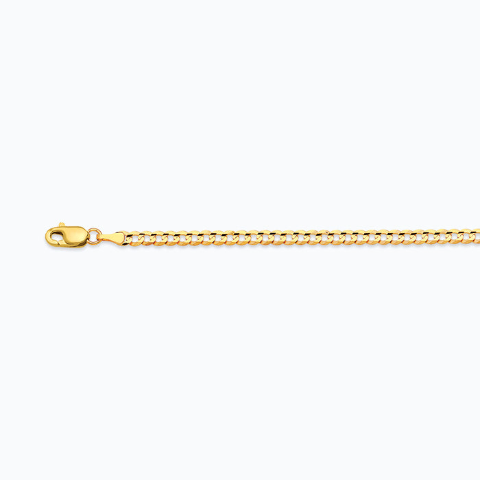 10K 2.5MM YELLOW GOLD SOLID CURB 7.5" CHAIN BRACELET (AVAILABLE IN LENGTHS 7" - 30")