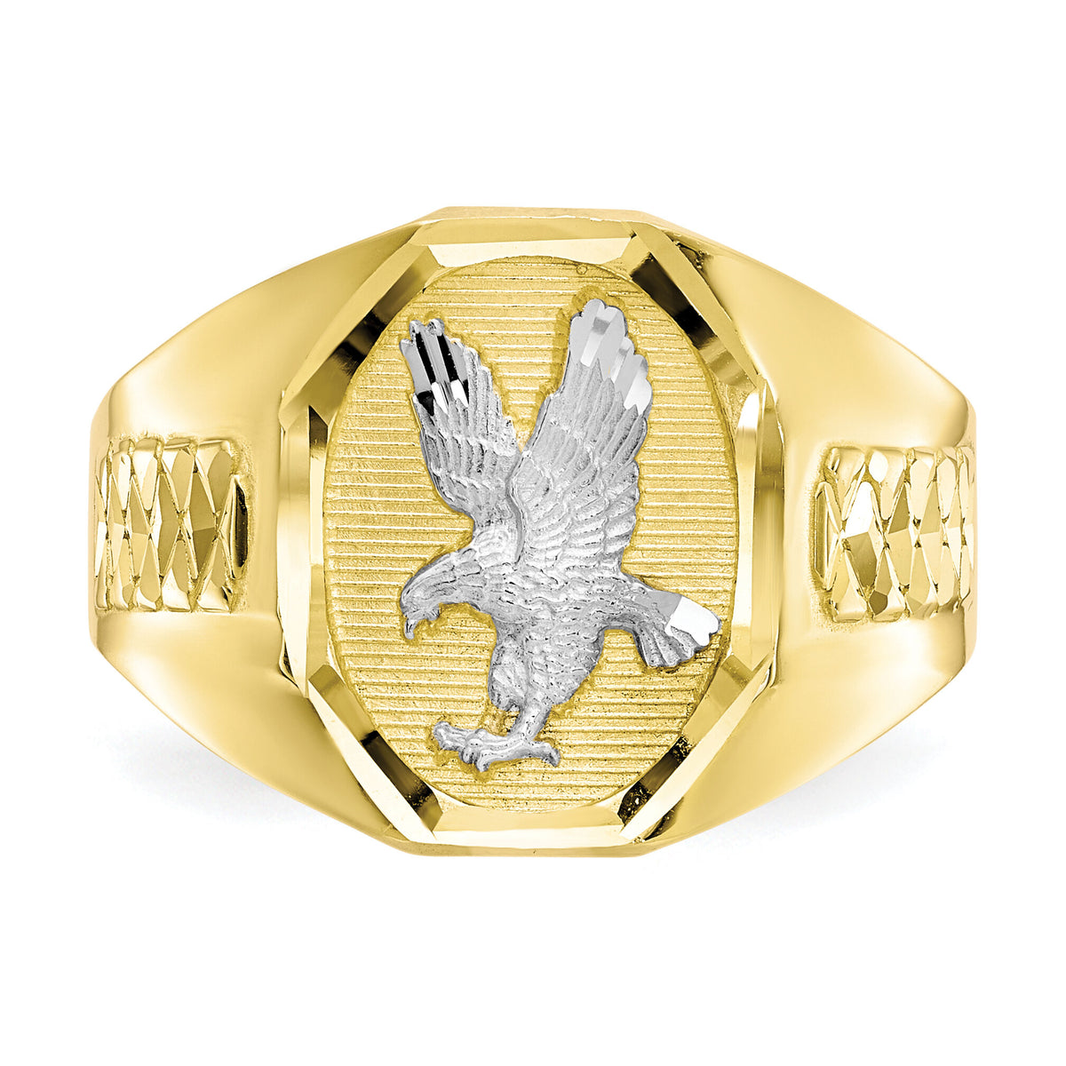 10k & Rhodium Men's Eagle Ring-10C1301